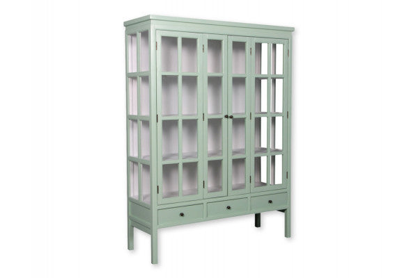 Produktbillede af Venø Vitrineskab 175x130x45 cm Lysgrå/Hvid på tilbud i høj kvalitet