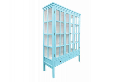 Se Venø Vitrineskab ⇒ 175x130x45 cm Køkkenblå/Hvid ⇒ Udsalg og Tilbud Nu