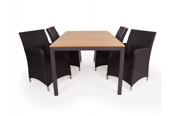 Produktbillede af Vita Bravo Havemøbelsæt 100x168 cm Antracit/Teak på tilbud i høj kvalitet