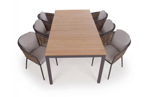 Produktbillede af Vita Derby Havemøbelsæt 100x208 cm Antracit/Teak på tilbud i høj kvalitet