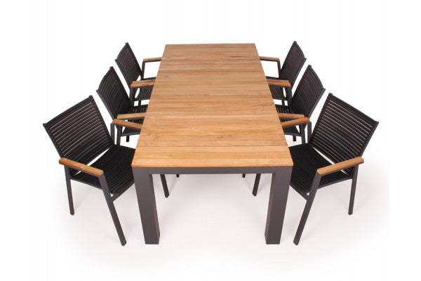 Produktbillede af Vita Havemøbelsæt m/udtræksbord 100x210/289 cm Antracit/Teak på tilbud i høj kvalitet