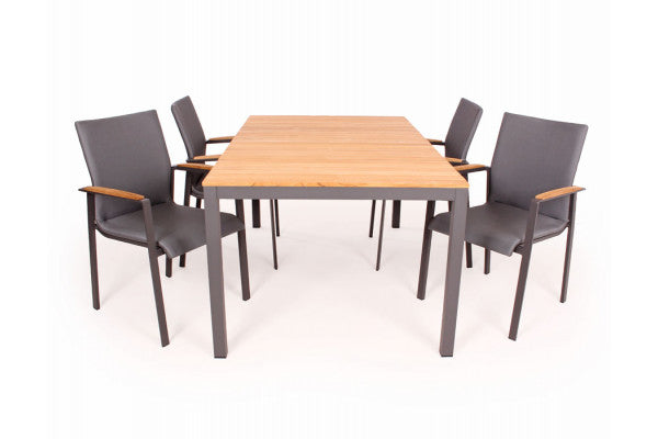 Produktbillede af Vita Lea Havemøbelsæt 100x168 cm Antracit/Teak på tilbud i høj kvalitet