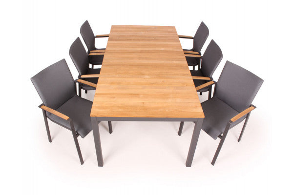 Produktbillede af Vita Lea Havemøbelsæt 100x208 cm Antracit/Teak på tilbud i høj kvalitet
