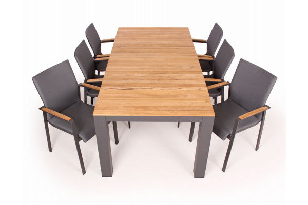 Produktbillede af Vita Lea Havemøbelsæt m/udtræksbord 100x210/289 cm Antracit/Teak på tilbud i høj kvalitet