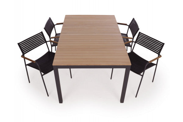 Produktbillede af Vita Tika Air Havemøbelsæt 100x168 cm Antracit/Teak på tilbud i høj kvalitet