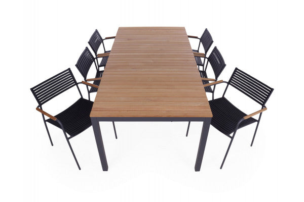 Produktbillede af Vita Tika Air Havemøbelsæt 100x208 cm Antracit/Teak på tilbud i høj kvalitet