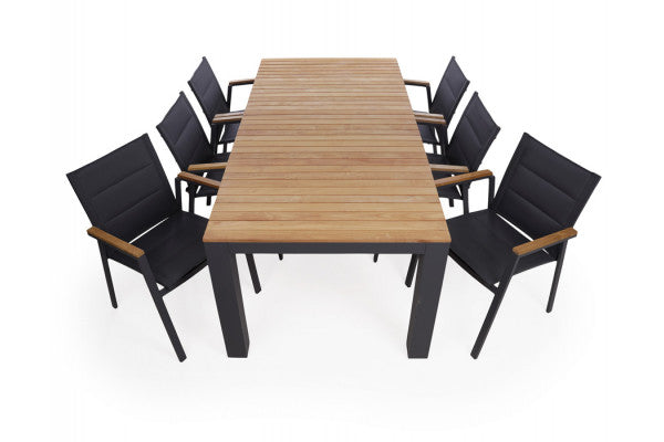 Se Vita Tika Havemøbelsæt ⇒ m/udtræksbord ⇒ 100x210/289 cm ⇒ Antracit/Teak ⇒ 2. Sortering ⇒ Udsalg og Tilbud Nu
