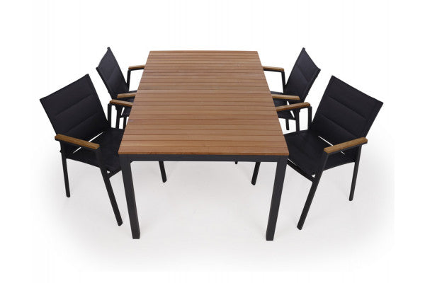 Se Vita Tika Havemøbelsæt ⇒ 100x168 cm ⇒ m/4 stabelstole ⇒ Antracit/Teak ⇒ 2. Sortering ⇒ Udsalg og Tilbud Nu