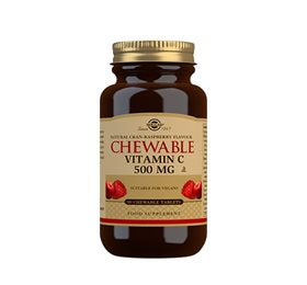 Produktbillede af Solgar Vitamin C tyggetablet tranebær hindbær smag 90 tab. X på tilbud