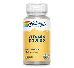 Produktbillede af Solaray Vitamin D3 & K2 60 Kaps. på tilbud