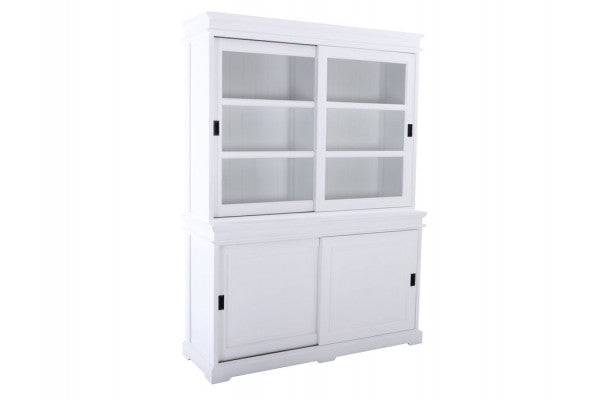 Produktbillede af Vitrineskab m/skydelåger hvid på tilbud i høj kvalitet