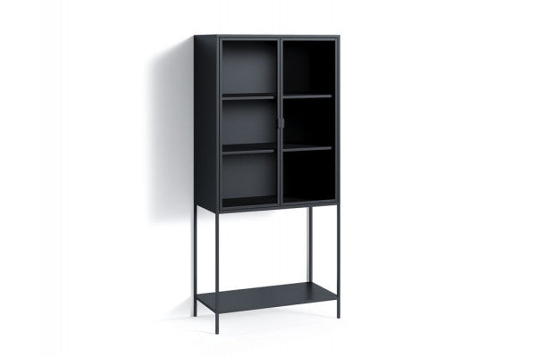 Produktbillede af Vitrineskab m/2 glaslåger Stål på tilbud i høj kvalitet