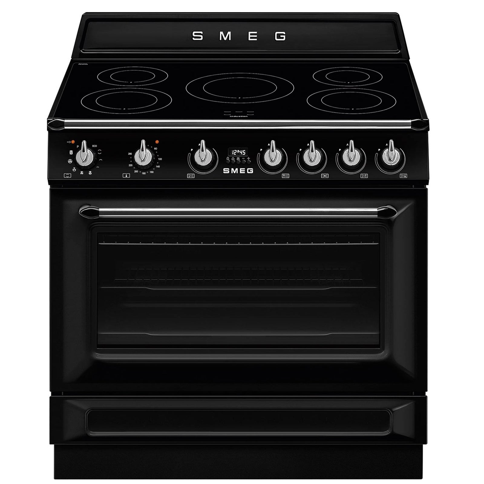 Smeg Smeg TR90IPBL Victoria induktionskomfur med pyrolyse 90 cm, sort – frontbillede (Induktionskomfur)