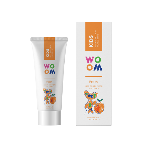 Detaljeret produktbillede af WOOM KIDS Børnetandpasta med Ferskensmag 3 8 år + 50 ml. på tilbud