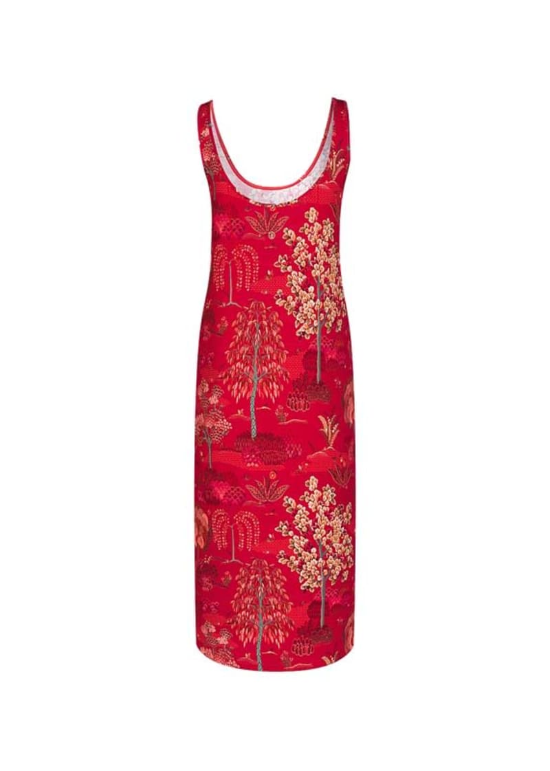 Produktbillede af XXL Dariska Sleeveless Nightdress Japanese Garden Red på tilbud i høj kvalitet