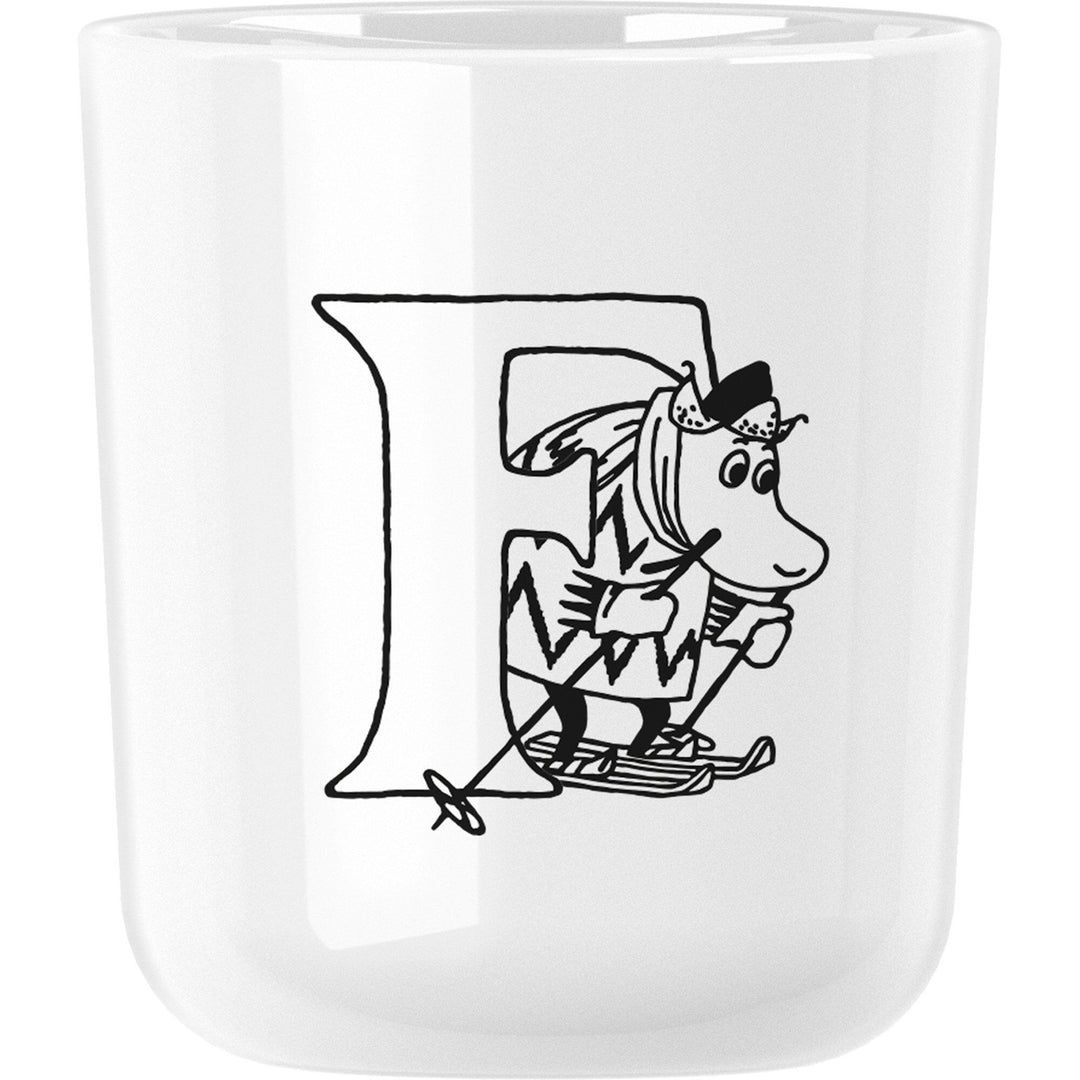 Rig-tig Rig-tig Mumi ABC krus, 0,2 liter, F – vinkelbillede (Moomin)