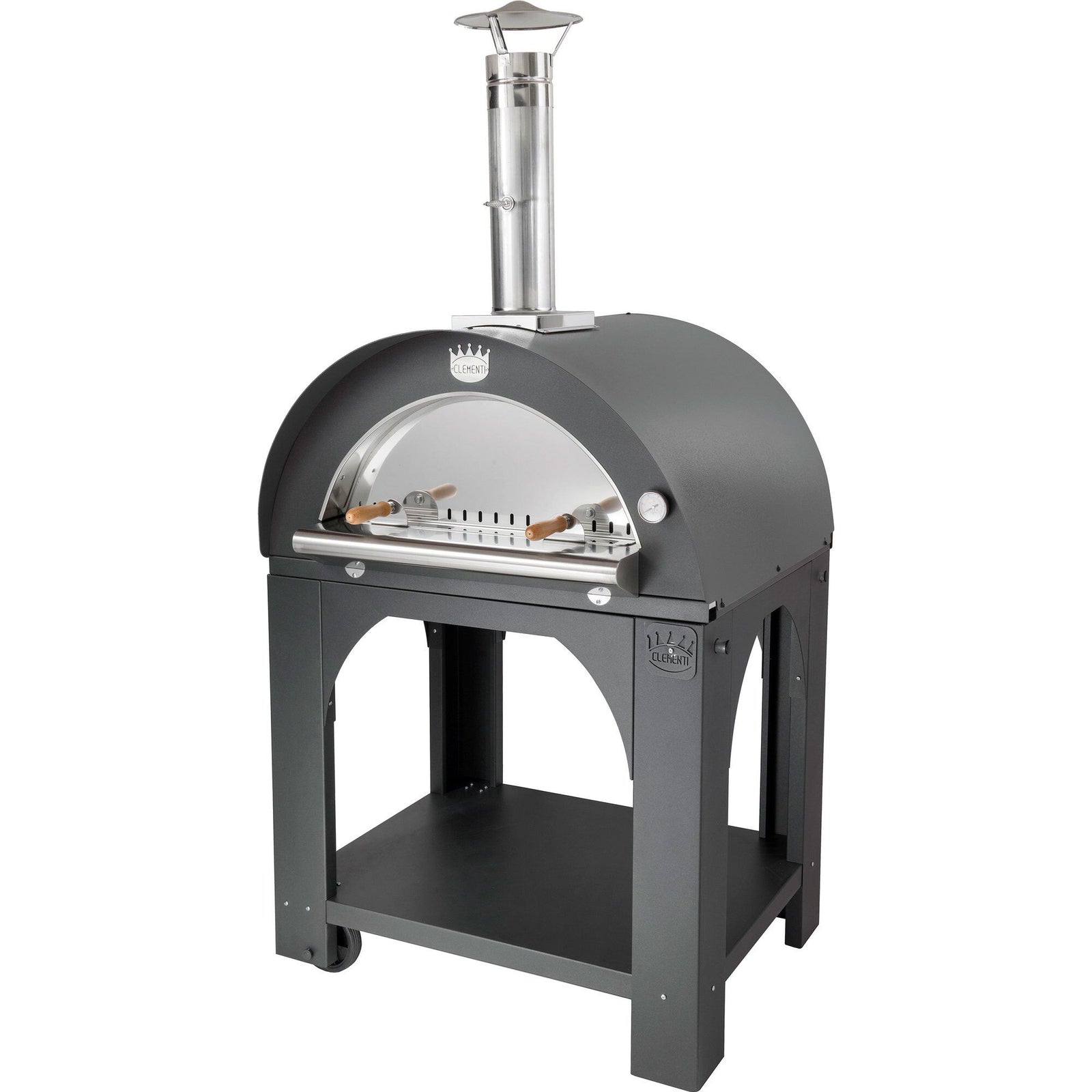 Clementi forni Clementi forni Pulcinella Brændefyret Pizzaovn 60x60 cm. Antracit – vinkelbillede (Pizzaovne)