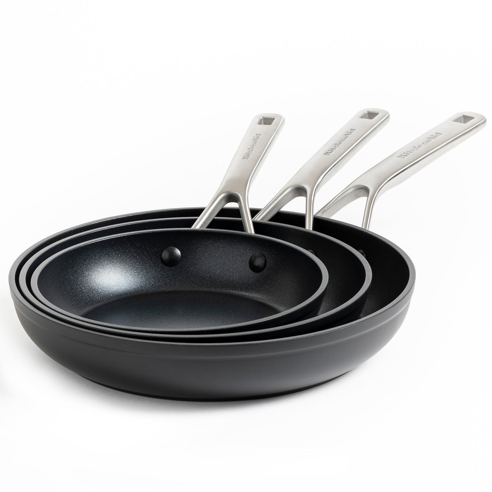 Kitchenaid Kitchenaid Stegepander i aluminium 3-pak – vinkelbillede (Stegepander)