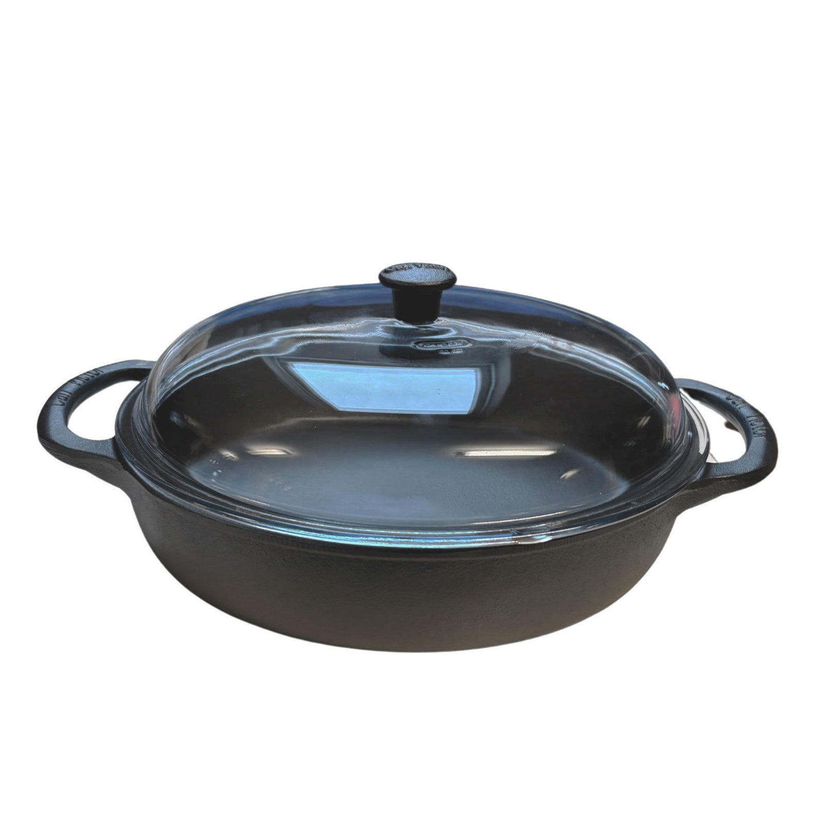 Carl victor Carl Victor Sauterpande med glaslåg 32 cm, støbejern ❤ frontbillede (Traktørpande)