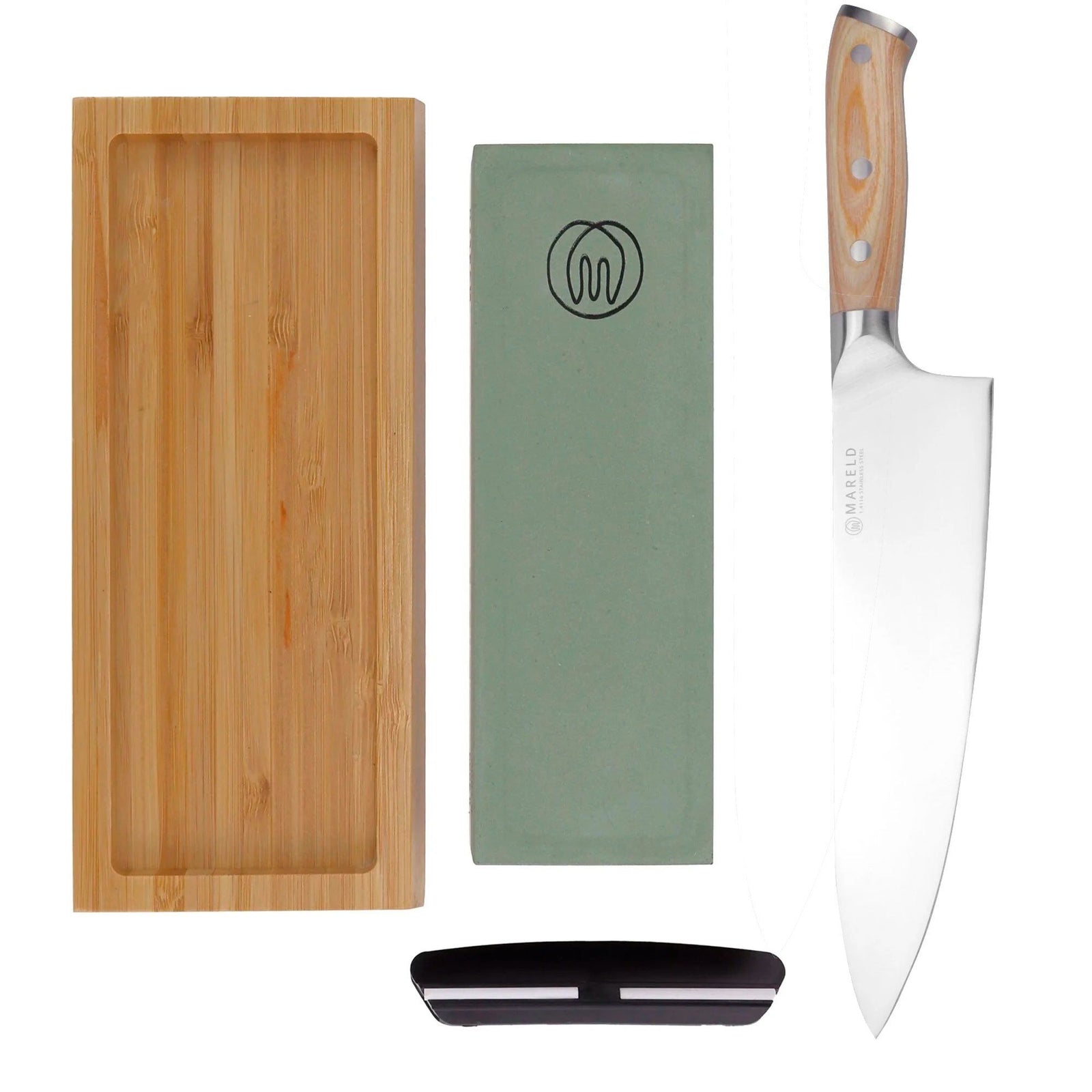 Mareld Mareld Kokkekniv med slibe-kit ❤ billede i brug (Slibesten)