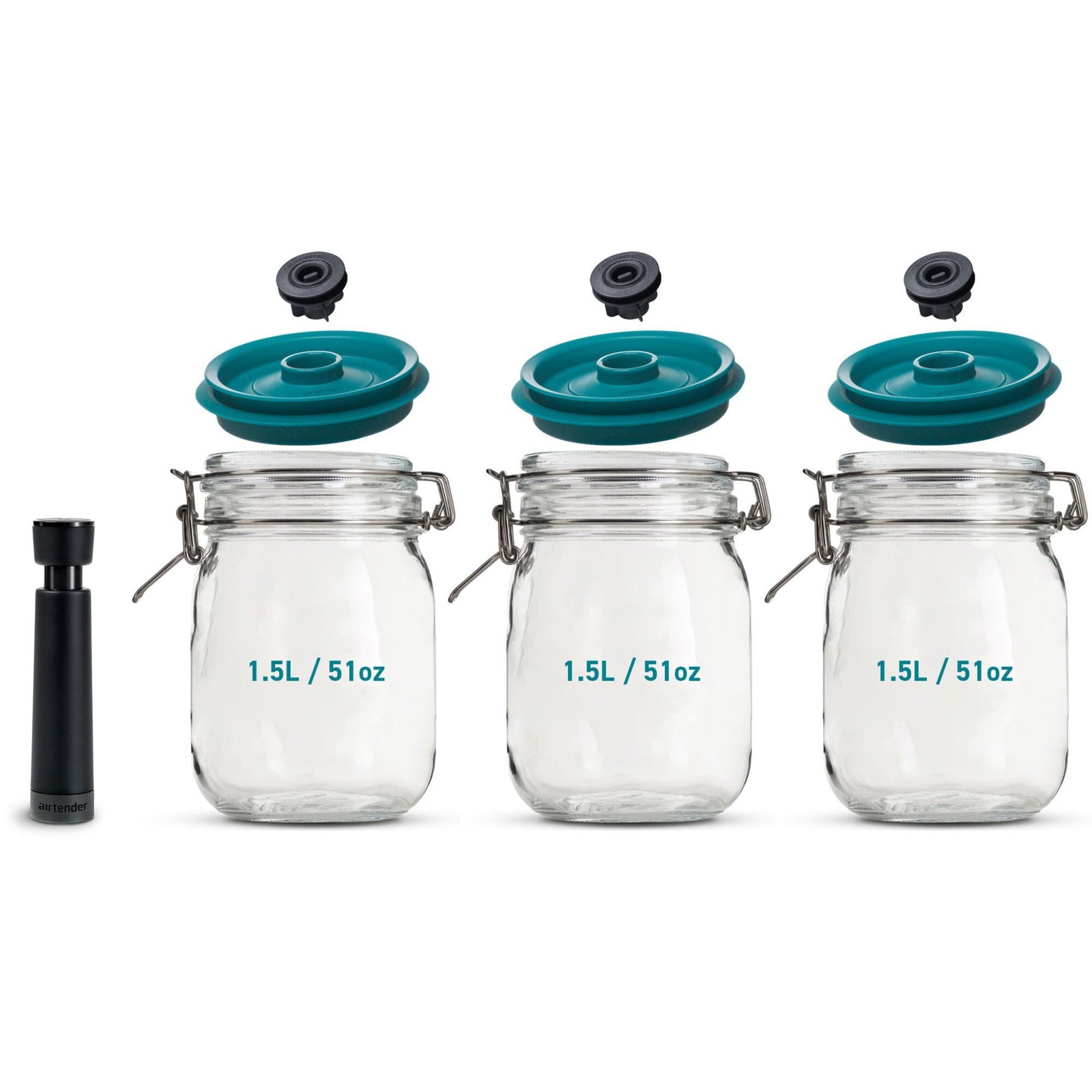 Airtender Airtender Vakuumforsegler + 3 beholdere 1,5 liter – produktbillede (Vakuumpakker)