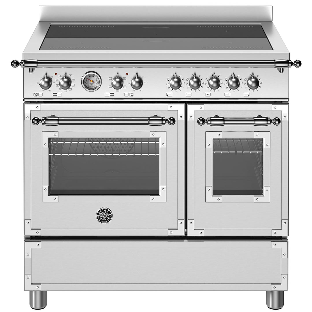 Bertazzoni Bertazzoni Heritage induktionskomfur med dobbeltovn 5 zoner 90 cm, rustfrit stål – produktvisning (Induktionskomfur)
