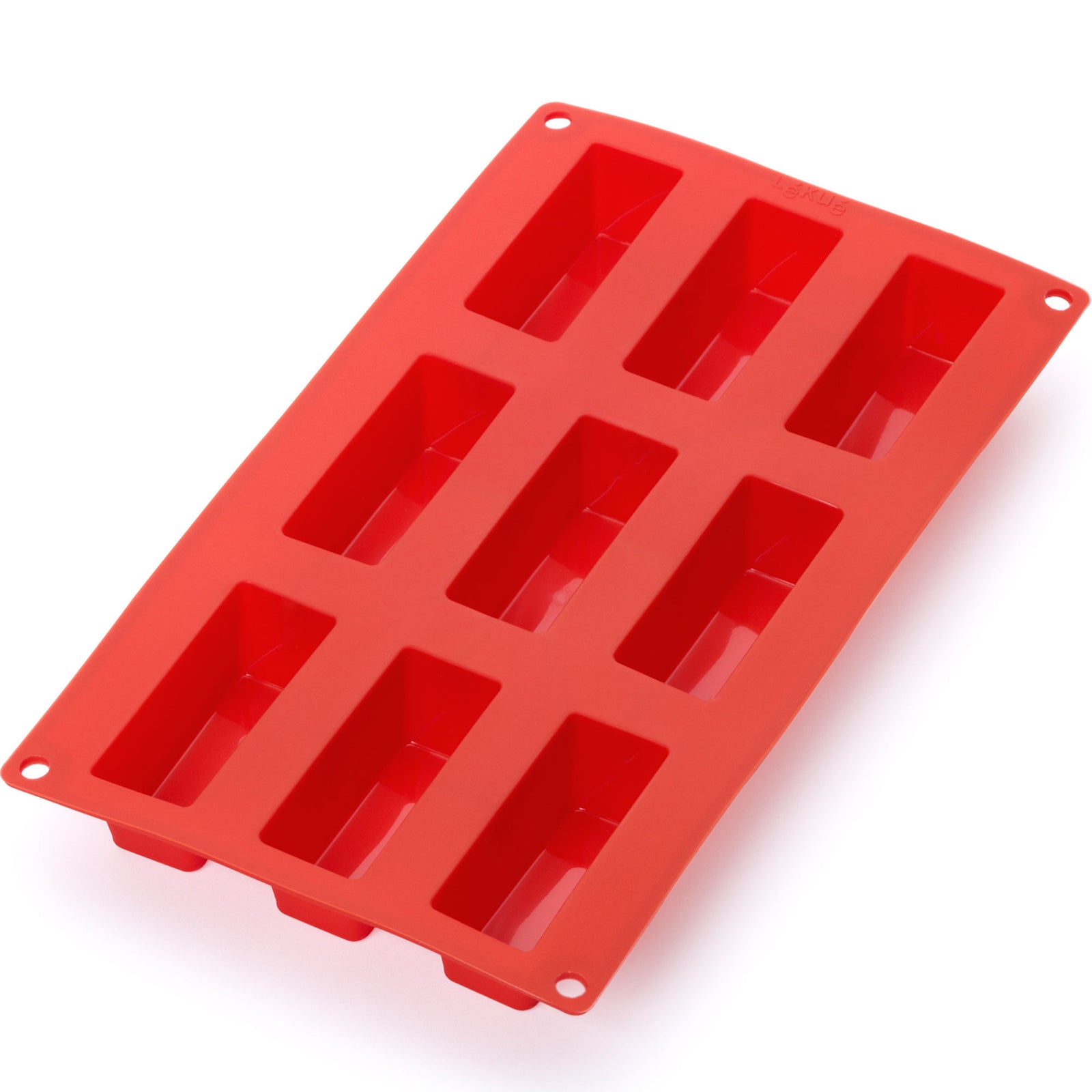 Lékué Lékué Minikager silikonform 9 huller, rød – billede i brug (Siliconeform)
