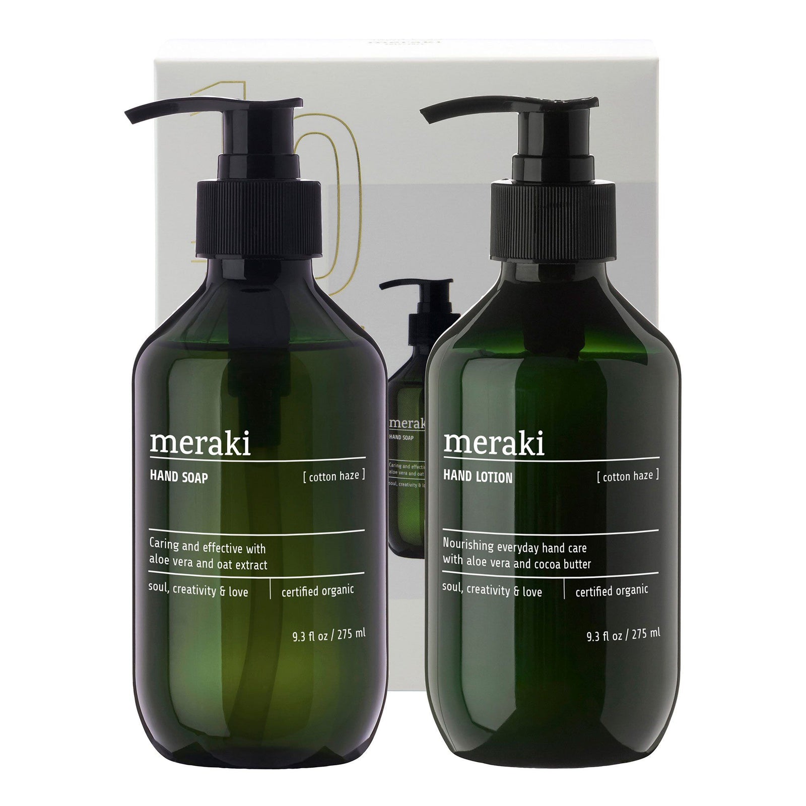 Meraki Meraki Gaveæske Cotton Haze 550 ml – billede i brug (Håndsæbe)