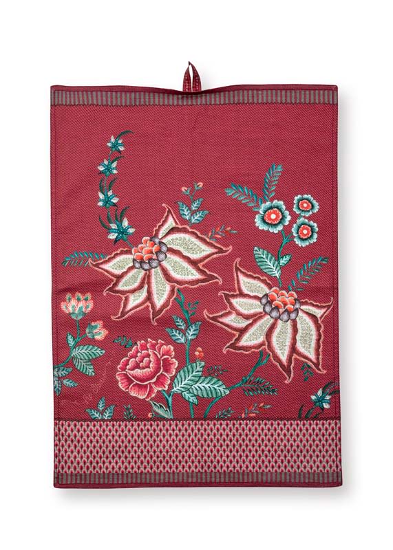 Produktbillede af Tea Towel Flower Festival Dark Pink 50x70cm på tilbud i høj kvalitet