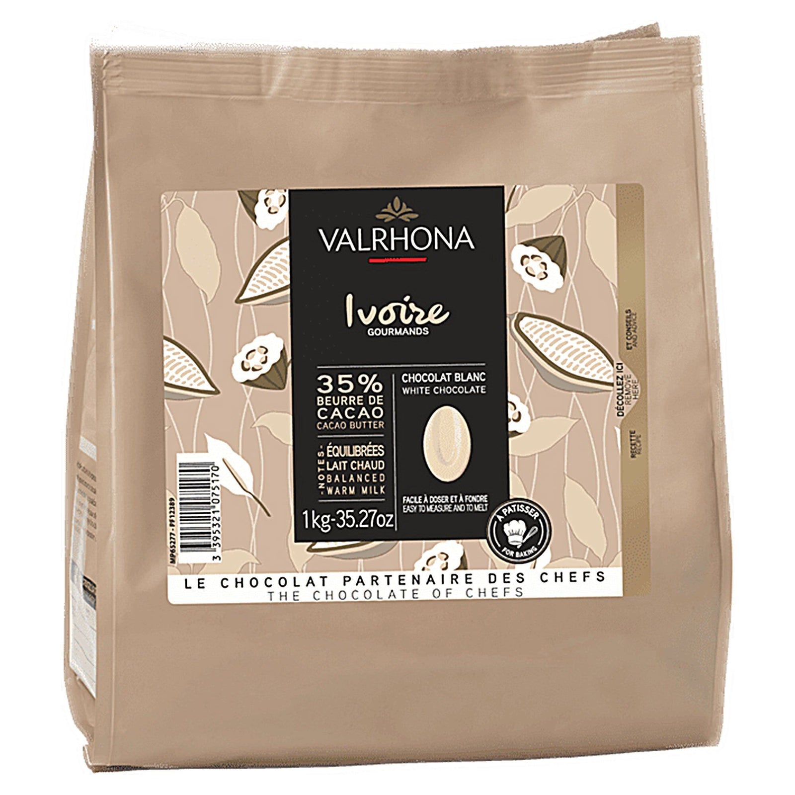 Valrhona Valrhona Ivoire 35%, 1 kg – produktbillede (Chokolade)