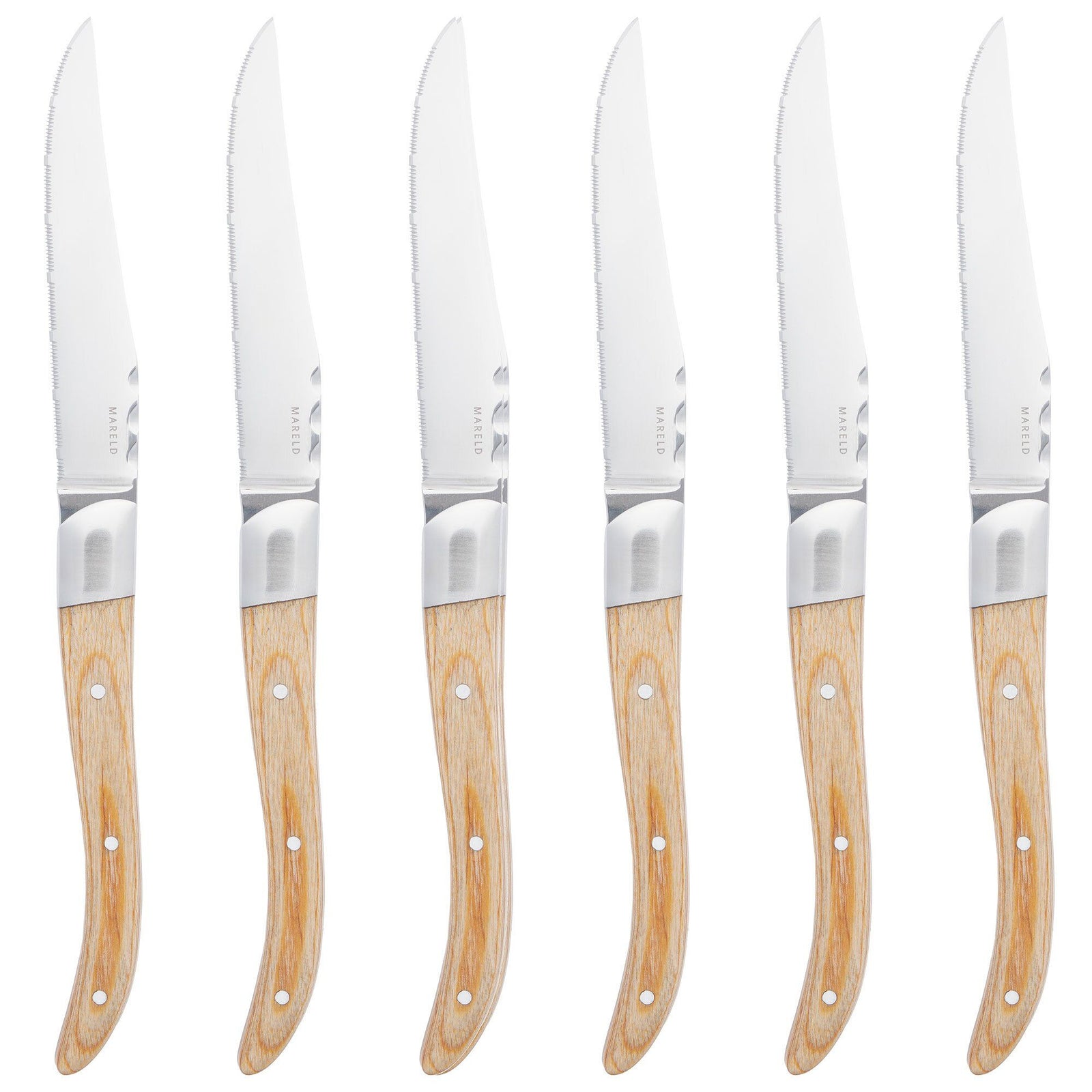 Mareld Mareld Grillknive, lyst pakkatræ, 6 stk. ❤ close-up (Grillknive)