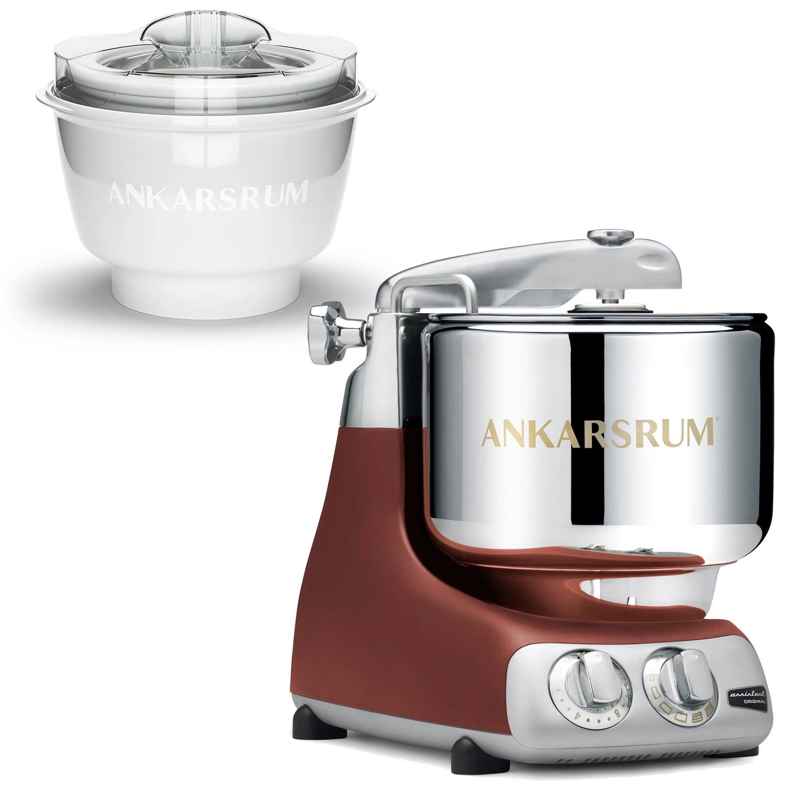 Ankarsrum Ankarsrum AKM 6230 røremaskine med ismaskine, rustic maroon – billede i brug (Ismaskiner)