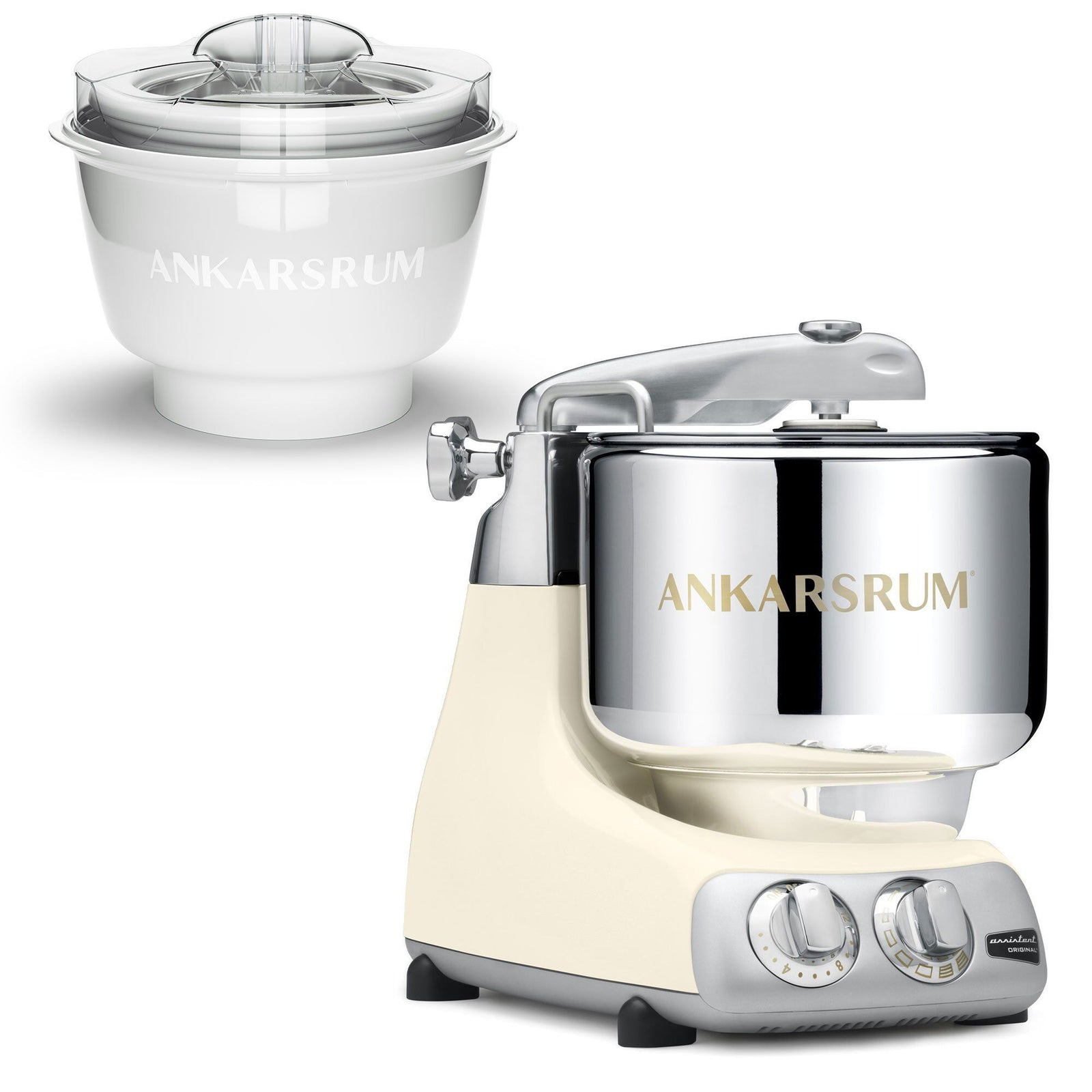 Ankarsrum Ankarsrum AKM 6230 røremaskine med ismaskine, light creme – vinkelbillede (Ismaskiner)