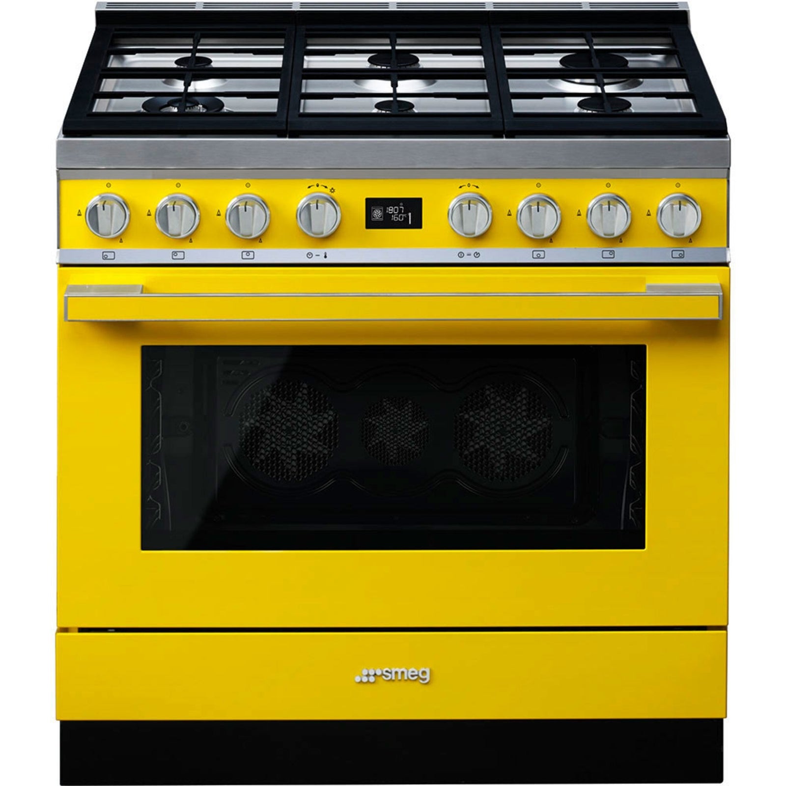 Smeg Smeg CPF9GPYW Portofino gaskomfur, gul ❤ billede i brug i kategorien Gasblus