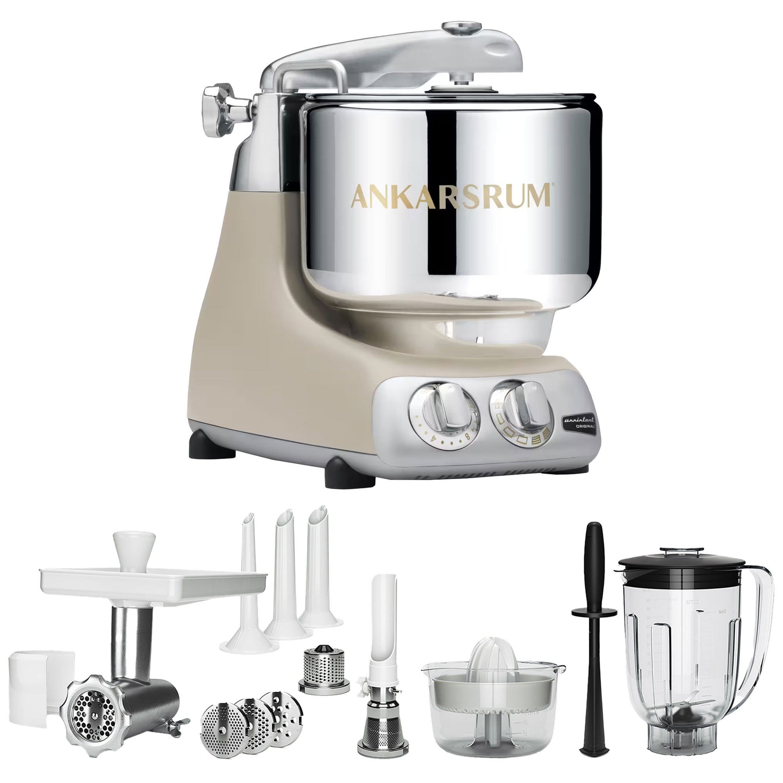 Ankarsrum Ankarsrum AKM 6230 køkkenmaskine + deluxe pakke, harmony beige ❤ produktvisning (Røremaskiner)