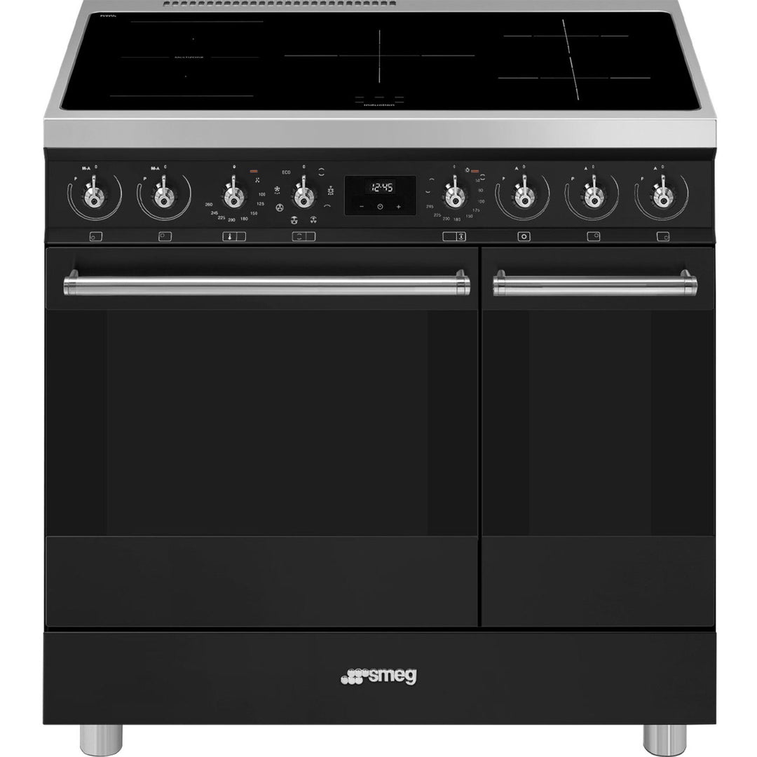 Smeg Smeg C92IMMB2 Classic Induktionskomfur med 2 ovne, 90 cm, mat sort – close-up (Komfurer)