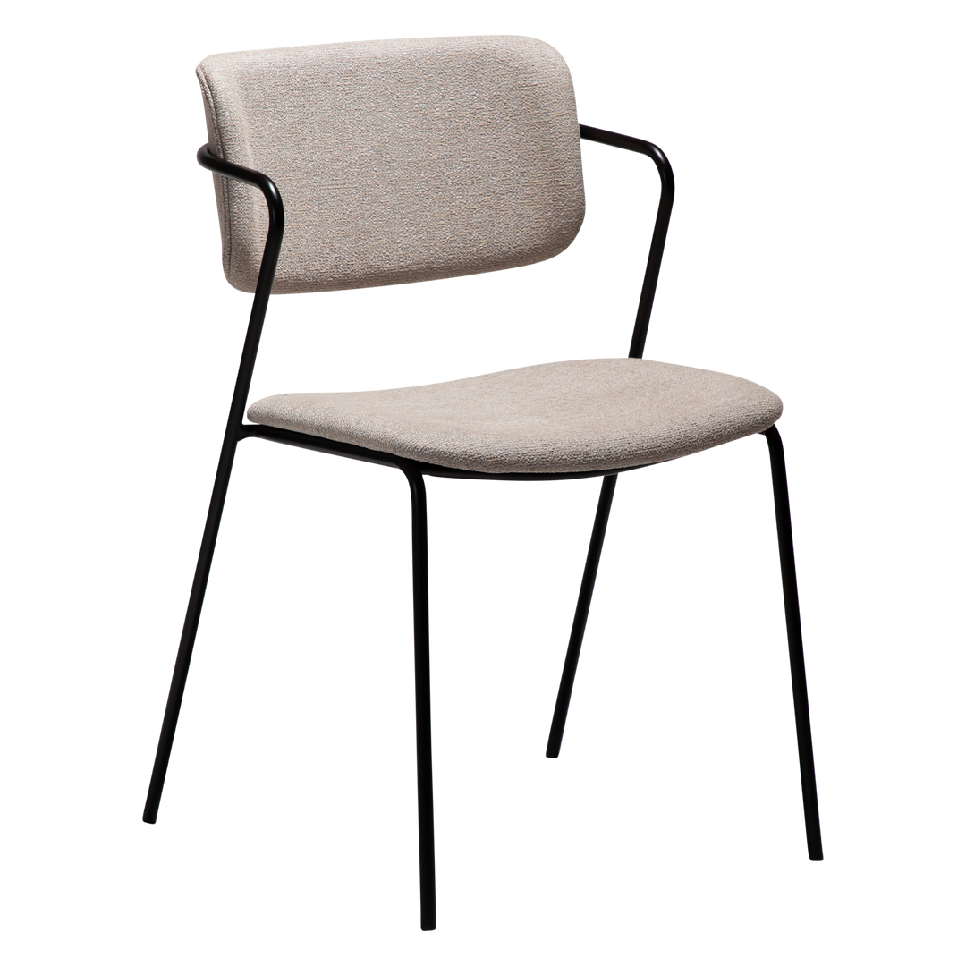 DAN-FORM ZED spisebordsstol Cashmere bouclé stof og sort metal