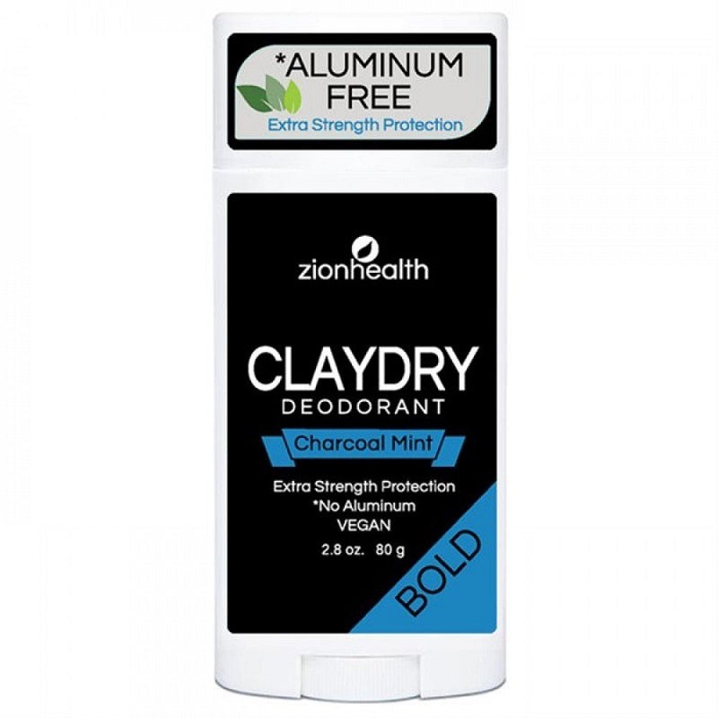 Detaljeret produktbillede af Zionhealth Bio Claydry deodorant Charcoal mint 80g. på tilbud