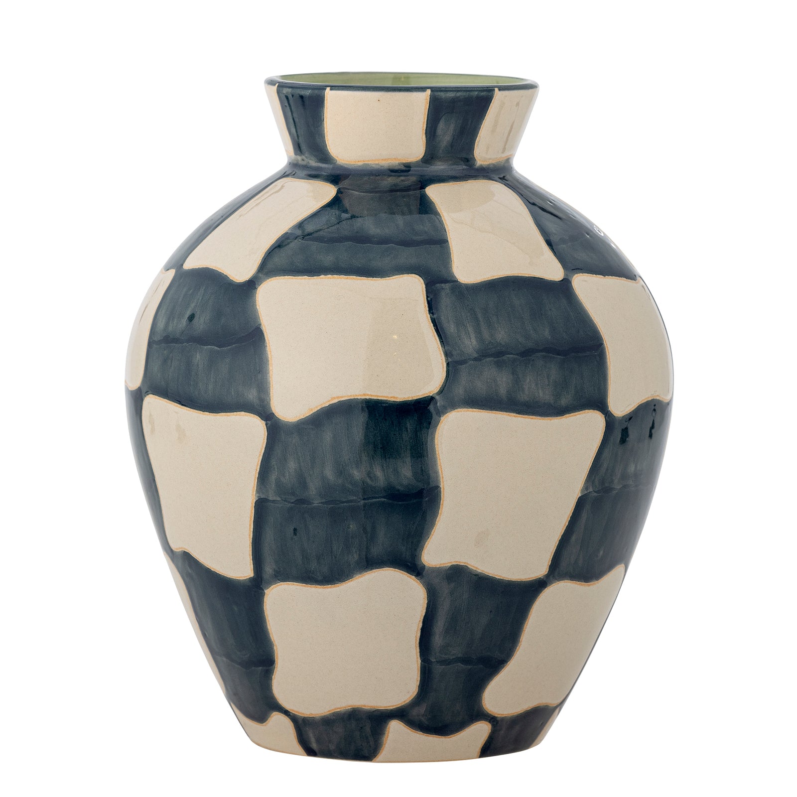 Produktbillede af BLOOMINGVILLE Check vase blå stentøj D20xH24 i premium kvalitet