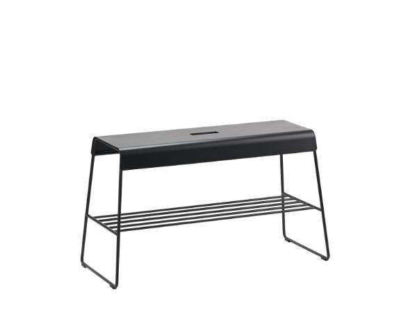 Produktbillede af ZONE Denmark Bænk med hylde A-Bench Outdoor Black i premium kvalitet