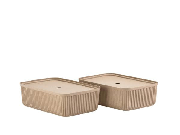 Produktbillede af ZONE Denmark Opbevaringsboks 48 x 32 x 15 2 stk. Naturlig brun i premium kvalitet
