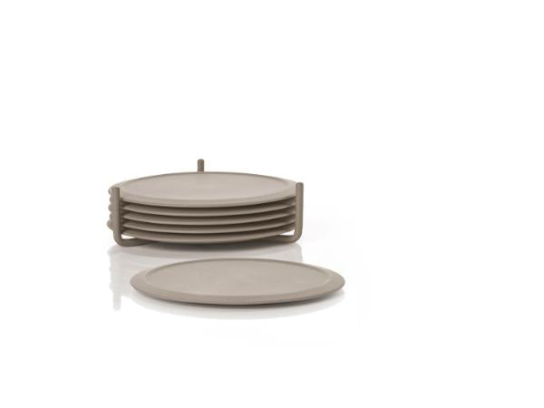Produktbillede af ZONE Denmark Singles Glasbrikker Dia 10 x 3,1 cm 6 stk. Taupe i premium kvalitet