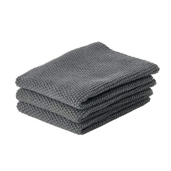 Produktbillede af ZONE Denmark Zone Karklud 27 x 27 cm sæt af 3 Anthracite i premium kvalitet