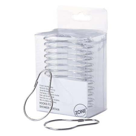 Produktbillede af ZONE Denmark Zone Kroge til badeforhæng 12 stk. sølv i premium kvalitet