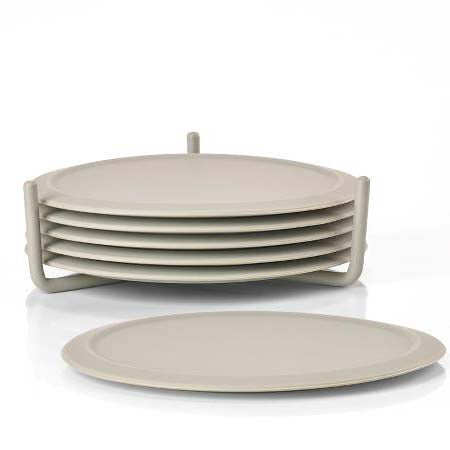 Produktbillede af ZONE Denmark Zone Singles Glasbrikker Dia. 10 x 3,1 cm 6 stk. coasters Mud i premium kvalitet