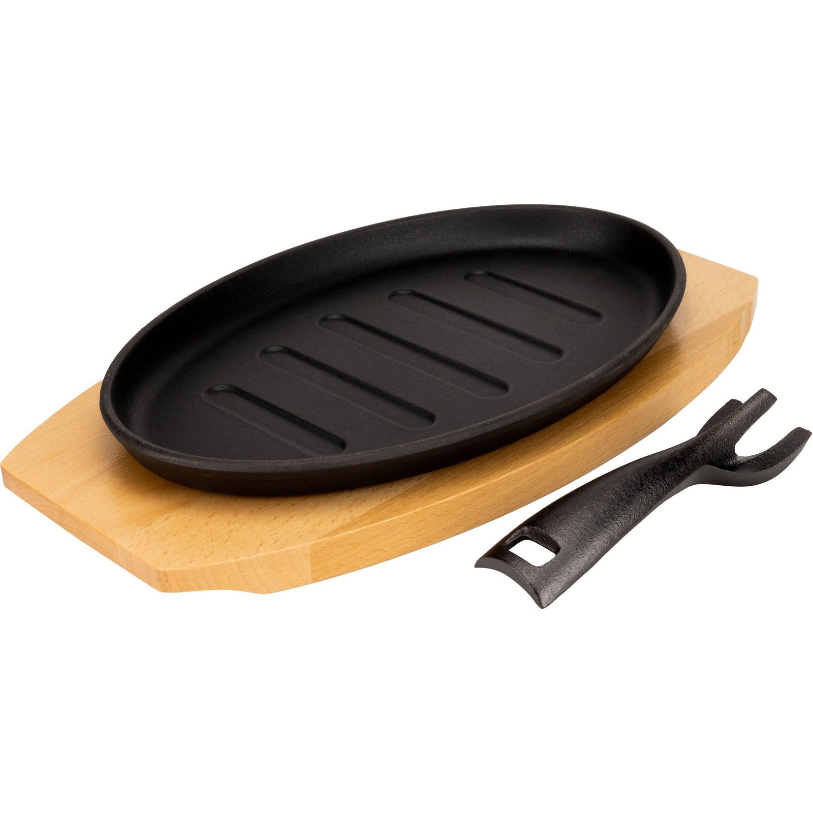 Essentials Essentials Sizzle Støbejernspande, bordskåner i træ – frontbillede (Gryde af støbejern)