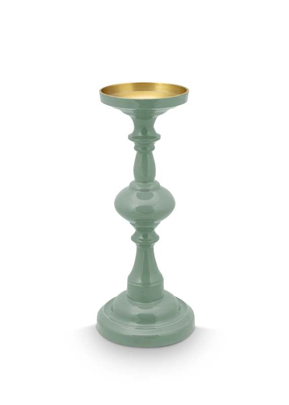 Produktbillede af Candle Holder Medium Metal Green 34cm på tilbud i høj kvalitet