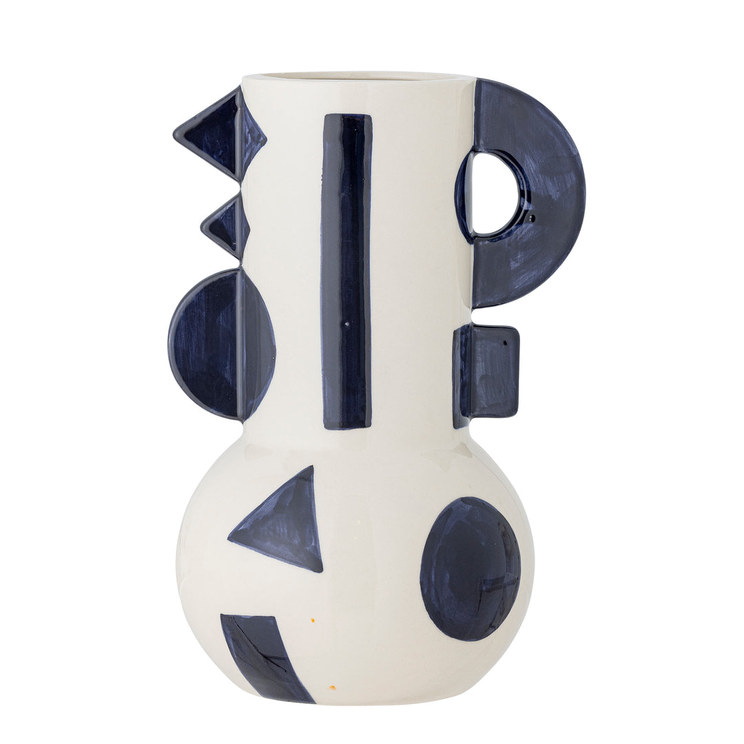 Produktbillede af BLOOMINGVILLE Graphica vase blå stentøj H:24 i premium kvalitet