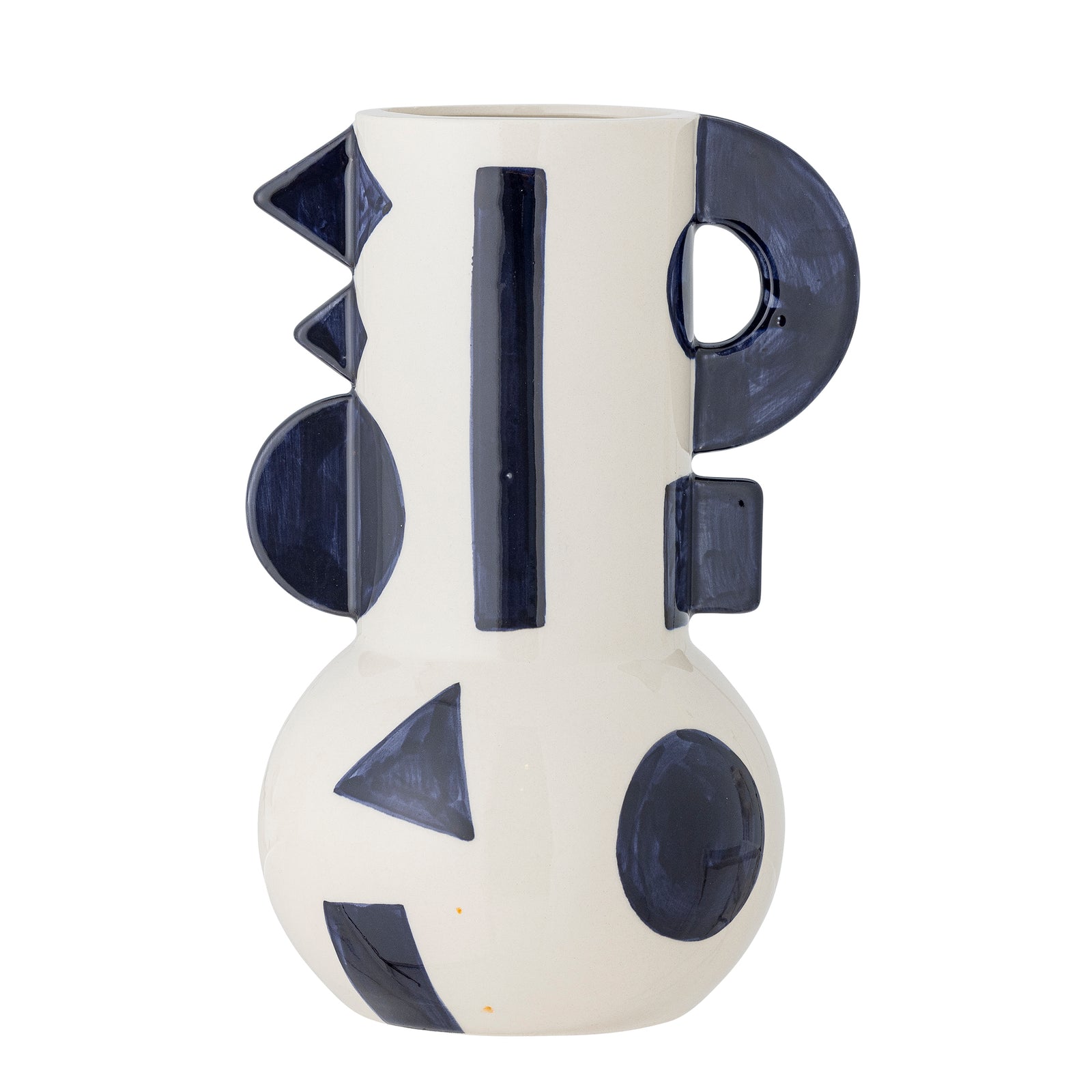 Produktbillede af BLOOMINGVILLE Graphica vase blå stentøj H:24 i premium kvalitet