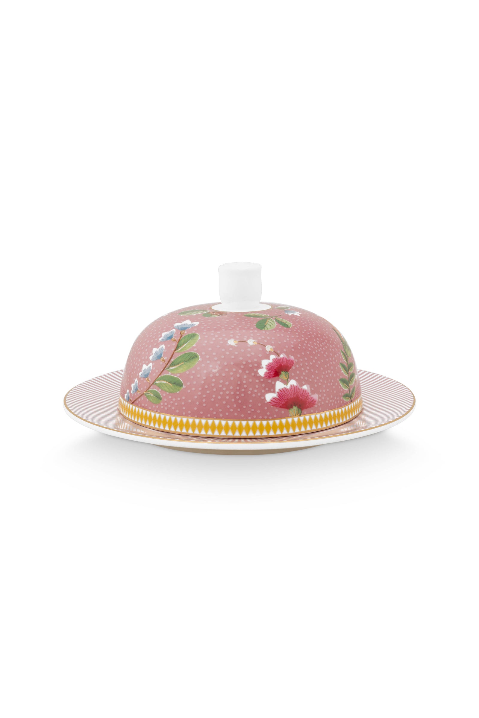 Produktbillede af Butter Dish Round La Majorelle Pink 17x8cm på tilbud i høj kvalitet